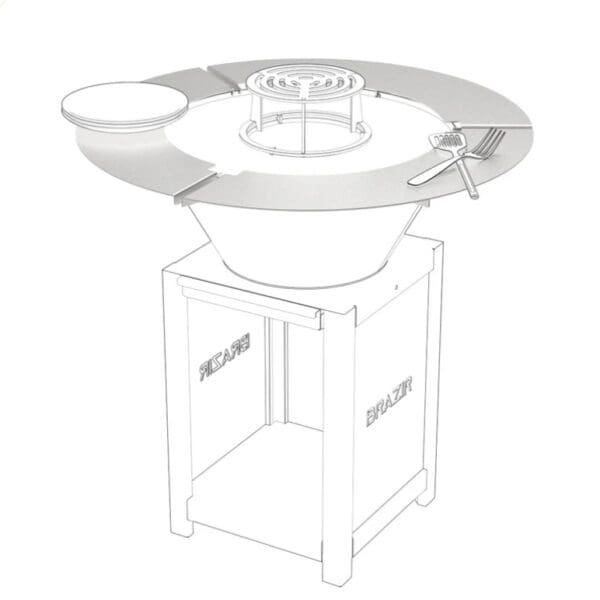 Tour de brasero rond pour Brazir 640 offrant une surface de travail autour du foyer