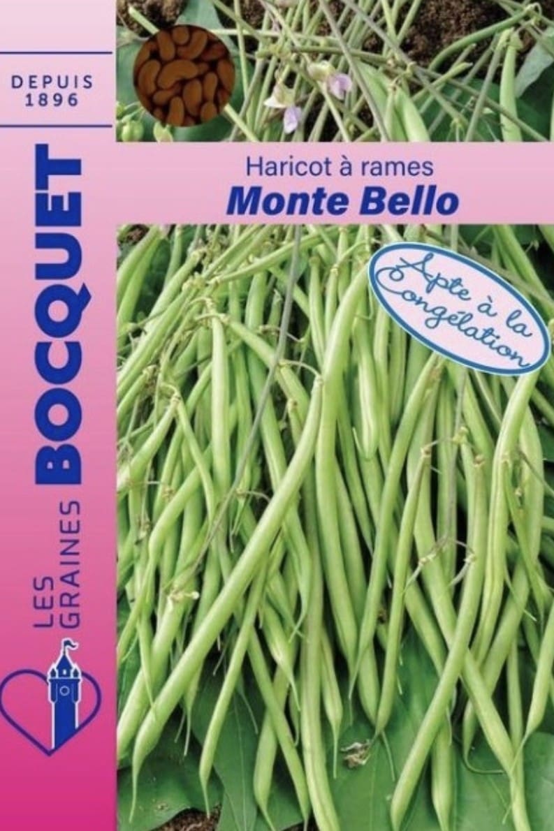 Haricot à rames Monte Bello – Les Graines Bocquet Sachet de graines de haricot à rames Monte Bello
