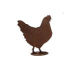 Poule décorative en métal rouillé pour jardin