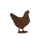 Poule décorative en métal rouillé pour jardin
