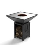 Brasero classique carré de 840 mm en acier thermolaqué avec socle M