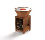 Brasero classique octogonal de 640 mm avec finition rouille et socle M