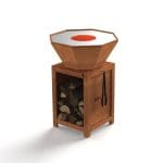 Brasero classique octogonal de 640 mm avec finition rouille et socle M
