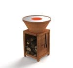 Brasero classique rond de 640 mm avec finition rouille et socle M
