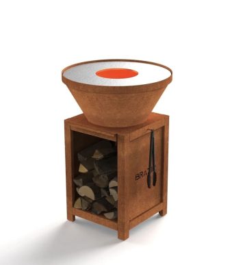 Brasero classique rond de 640 mm avec finition rouille et socle M