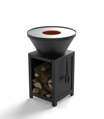 Brasero classique rond de 640 mm en acier thermolaqué avec socle M