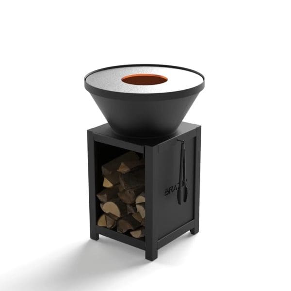 Brasero classique rond de 640 mm en acier thermolaqué avec socle M