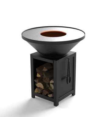 Brasero classique rond de 840 mm en acier thermolaqué avec socle M